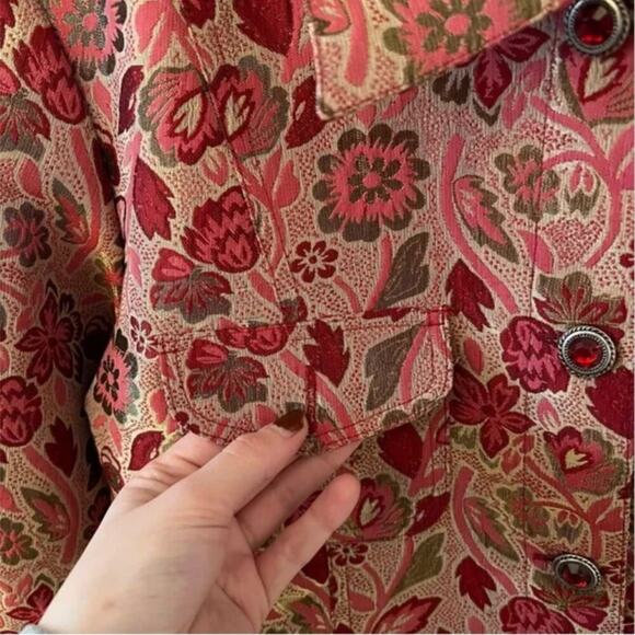 Vintage Carrie Allen Floral Jacquard Jacket - Picture 3 of 6